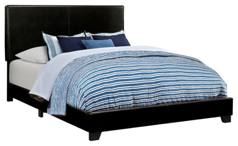 Leatherette Upholstered Bed, Full Size, Black