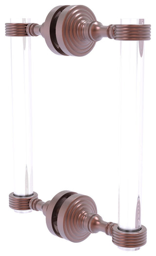 Pacific Grove 8" Groovy Accent Back to Back Shower Door Pull, Antique Copper