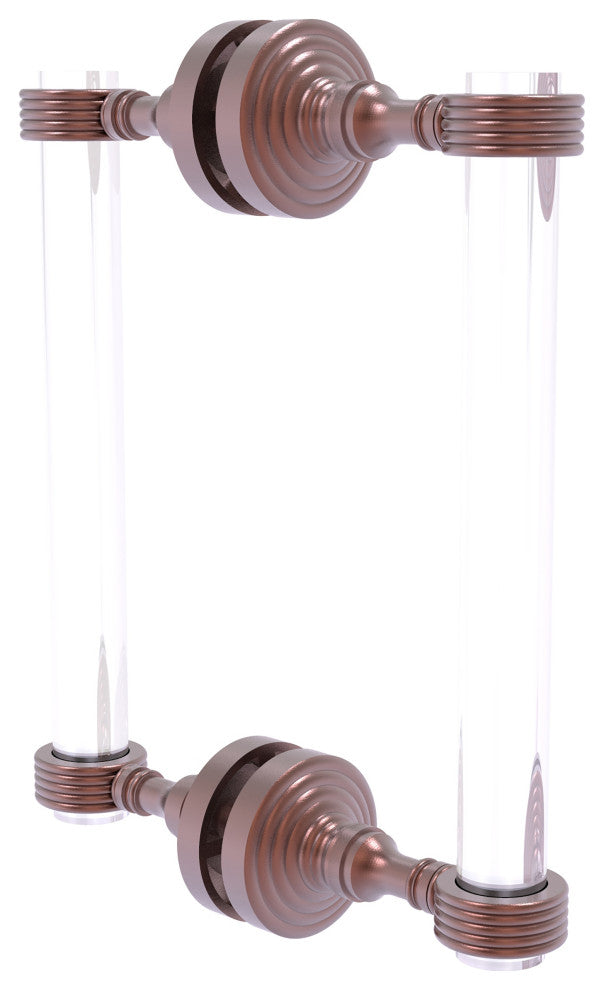 Pacific Grove 8" Groovy Accent Back to Back Shower Door Pull, Antique Copper
