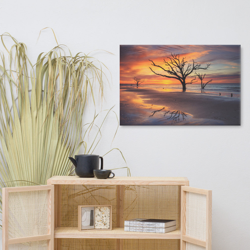 Sunrise & Trees At Edisto Island Coastal Landscape Photo Canvas Wall Art Print, 24" X 36"