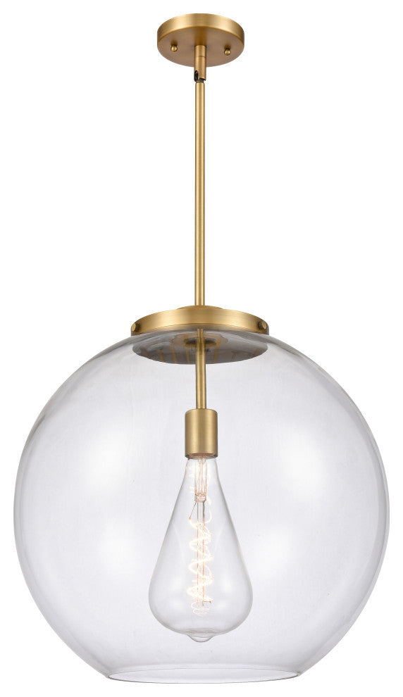 Athens Pendant, Brushed Brass, Clear, Clear