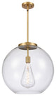 Athens Pendant, Brushed Brass, Clear, Clear