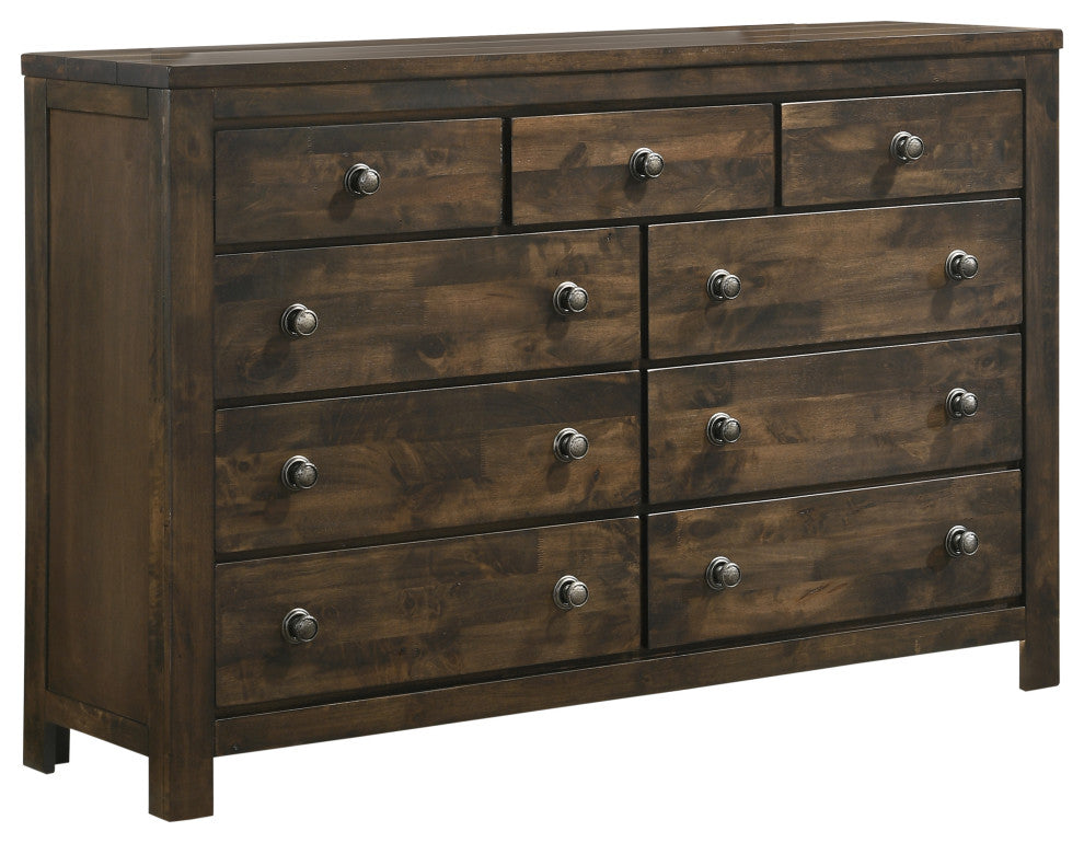 Benzara BM221232 Wooden Dresser With 9 Spacious Storage Drawers, Gray