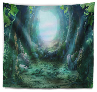 Romantic Blue Forest View Landscape Photo Wall Tapestry, 60"x50"