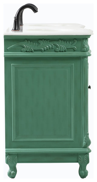 60" Double Bathroom Vanity, with Ivory White Engineered Marble in Vintage Mint