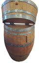 Wine Barrel Waste Receptacle, Lacquer finished, 26"W x 14"D x 35"H