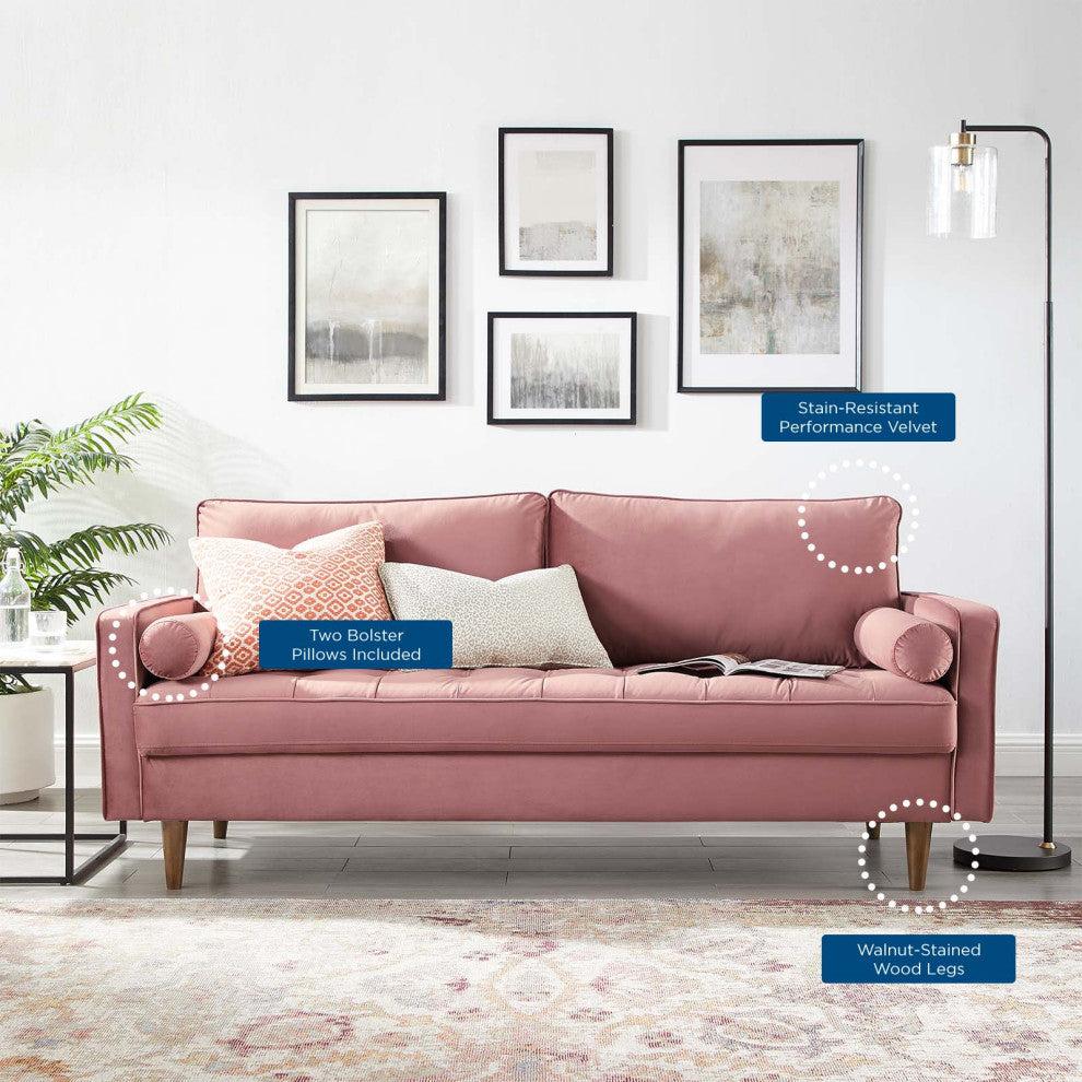 Sofa, Velvet, Pink, Modern, Living Lounge Room Hotel Lobby Hospitality