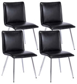 Set of 4 Minimalist Faux Leather Side Chairs for Dining Room, Black