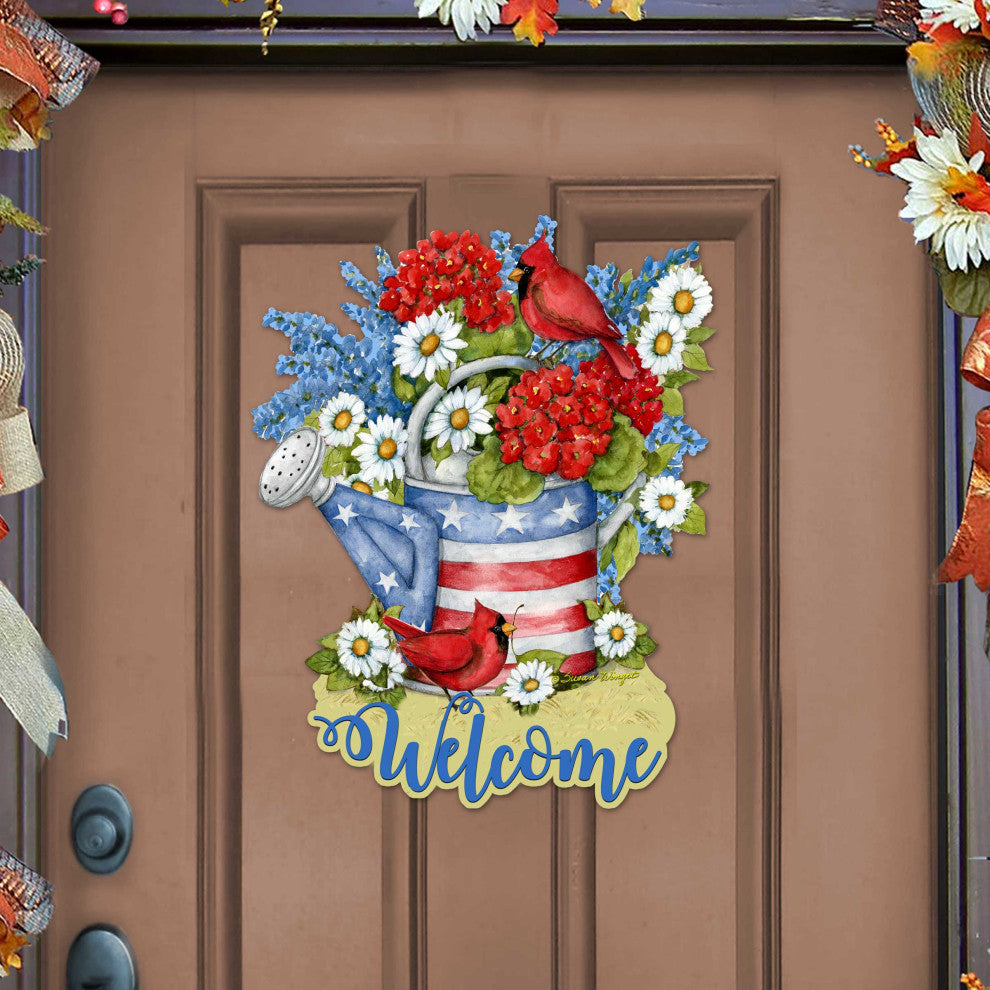 American Watering Can Door Decor by Susan Winget American Patriotic Decor