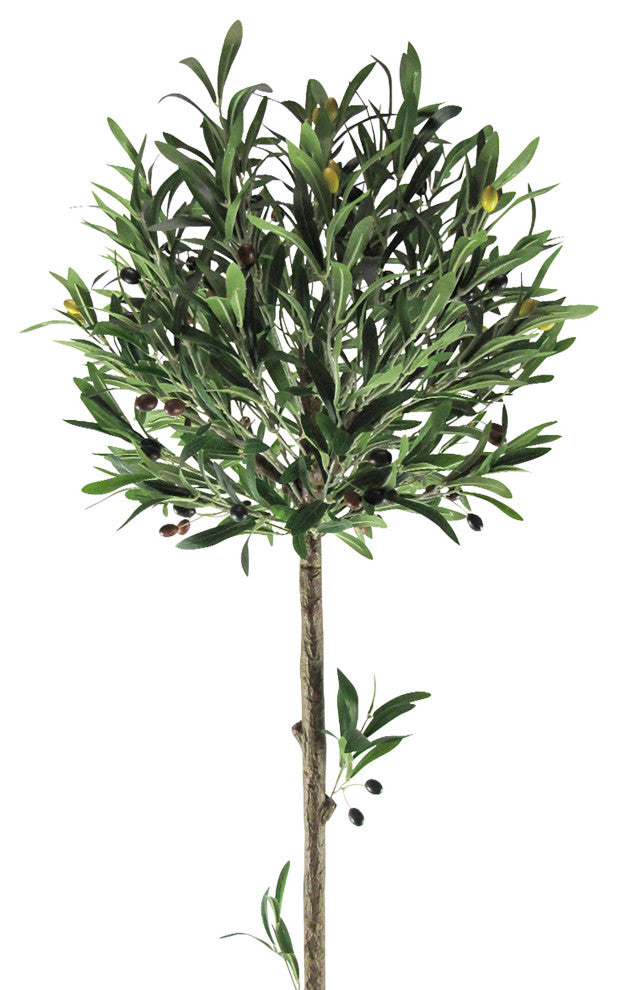 4' Artificial Olive Tree Topiary Plant, Black Pot
