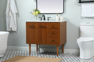 Home Living 22" Midcentury Modern Teak-Light Bathroom Vanity