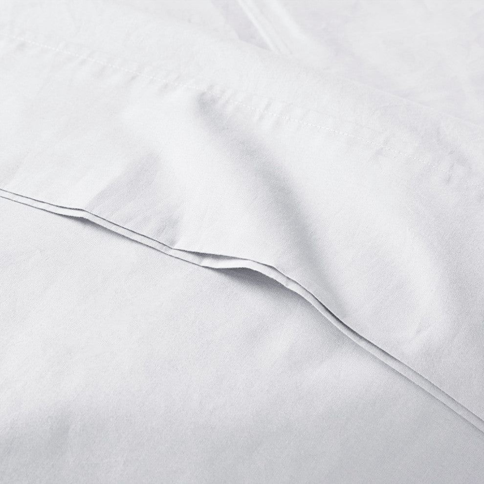 Madison Park Peached Percale Cotton Peached Percale Sheet Set, White