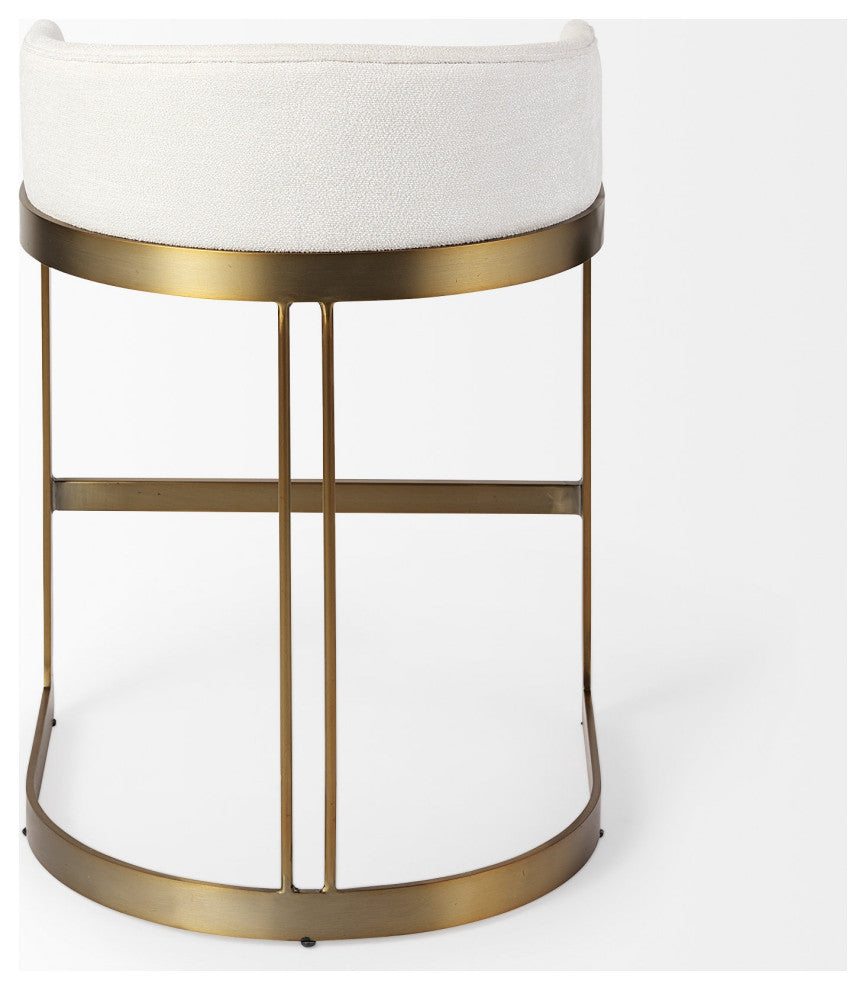 29" Off White and Gold Low Back Counter Stool