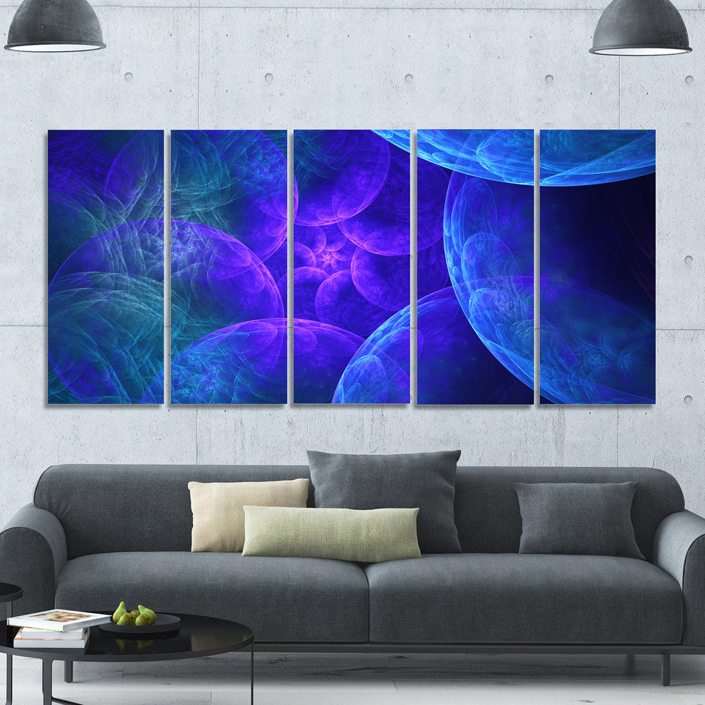 Biblical Sky with Blue Clouds, Abstract Wall Art Canvas, 60"x28", 5 Panels