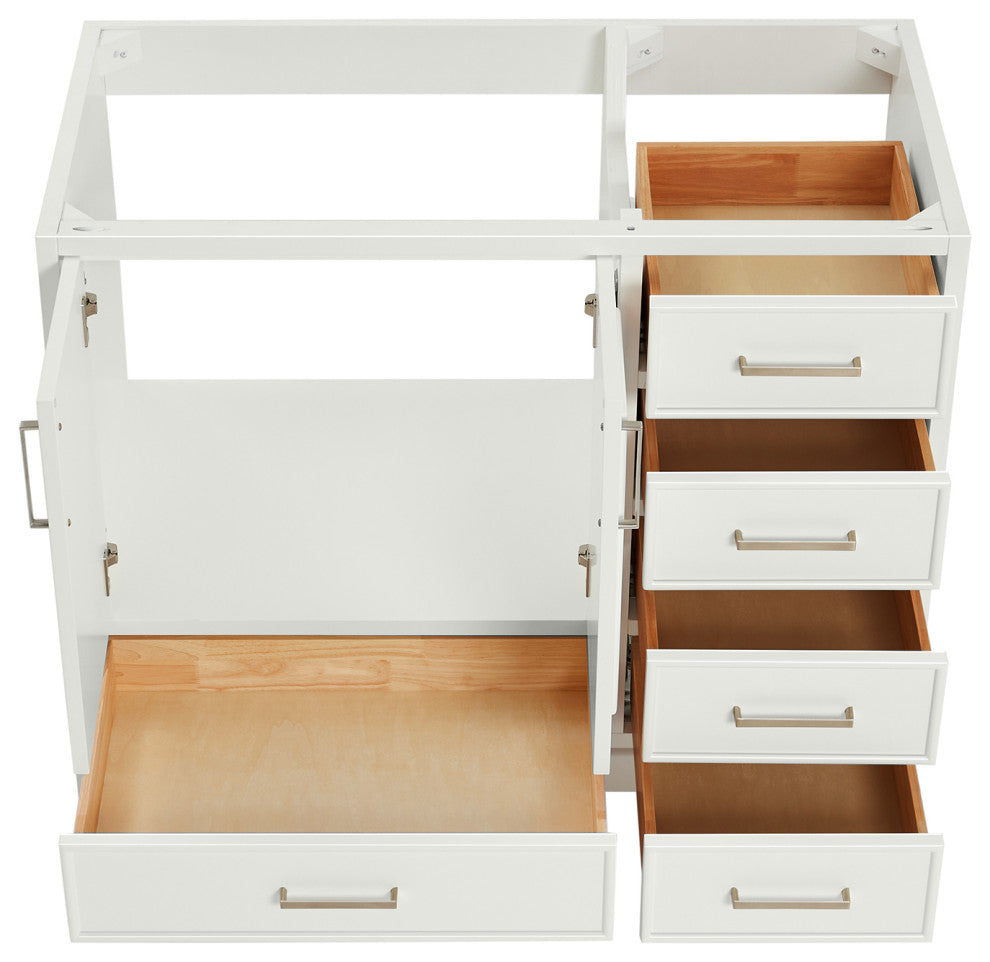 Ariel Stafford 42" Single Left Offset Sink Bathroom Vanity Base, White