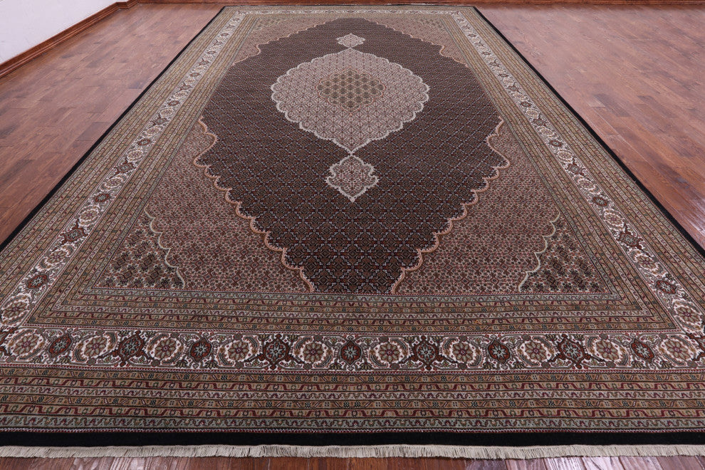 11' 10" X 18' 4" Persian Tabriz Hand-Knotted Wool & Silk Rug - Q13013