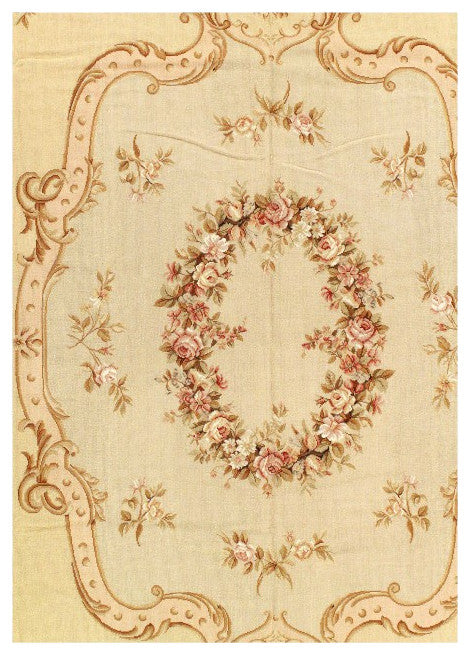 Beige Fine Hand Knotted Abusson Rug 8'11'' X 12'1''