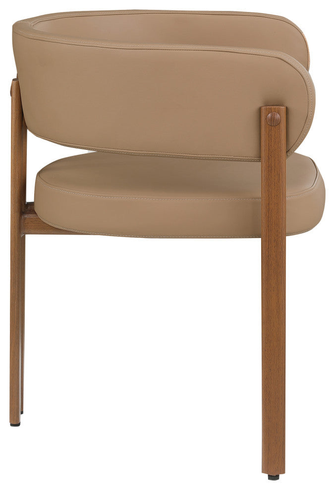 Gideon Black Faux Leather Dining Chair (Set of 2), Tan, Walnut Finish