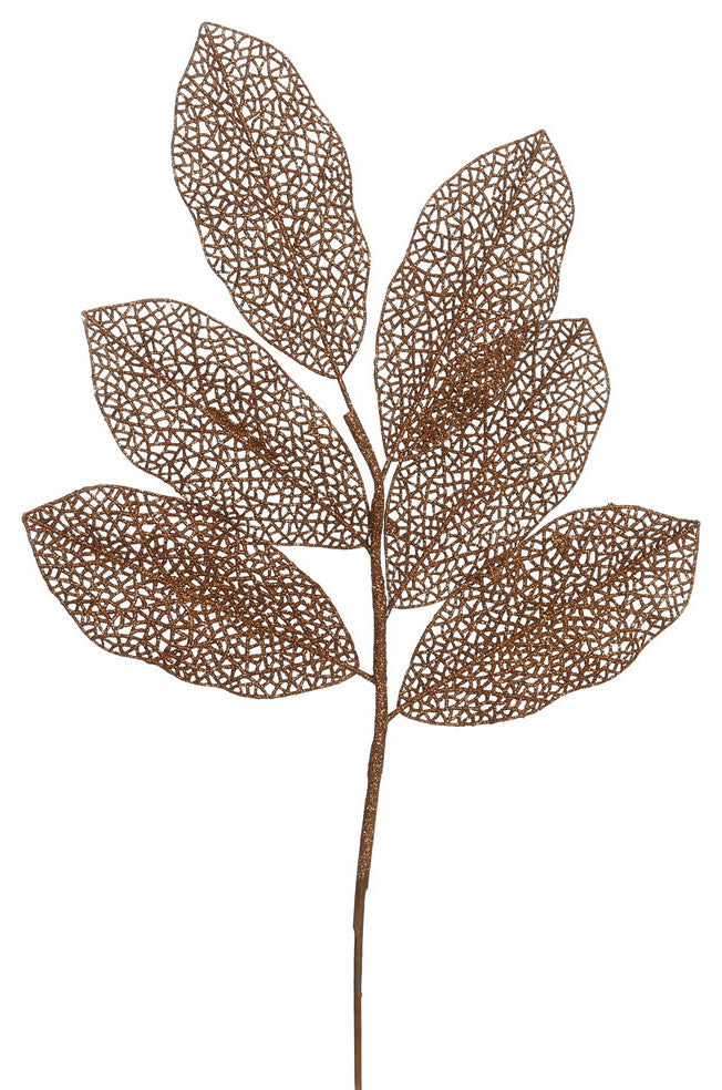 Vickerman L154228 22" Copper Glitter Magnolia Artificial Christmas Spray