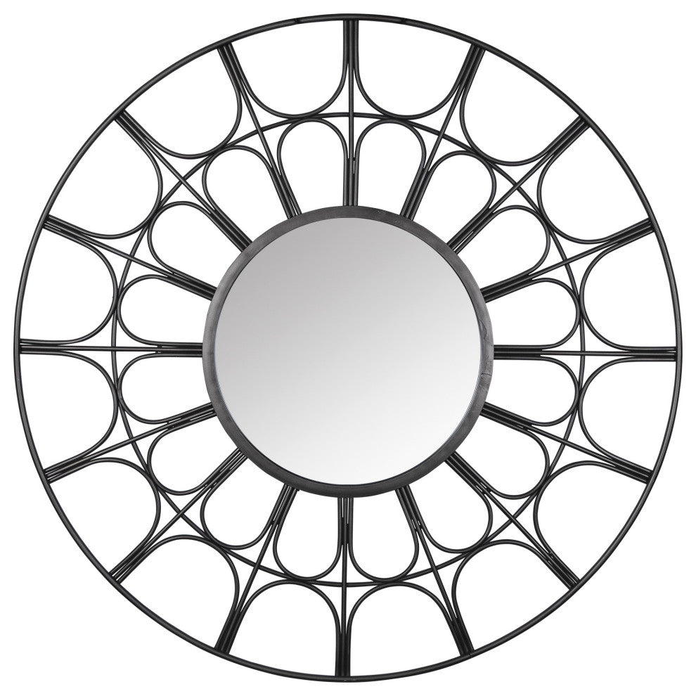 Metal Arch Design Round Wall Mirror