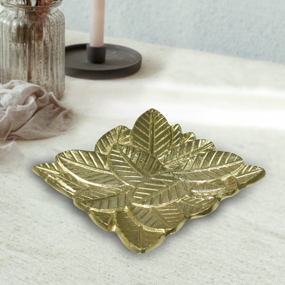 Handmade Decorative Aluminium Tray, Gold Color Coated