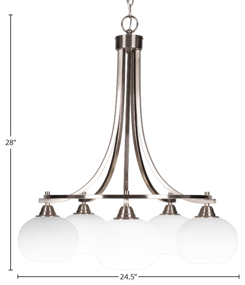 Paramount 5-Light Chandelier, Brushed Nickel, 7" White Muslin Glass