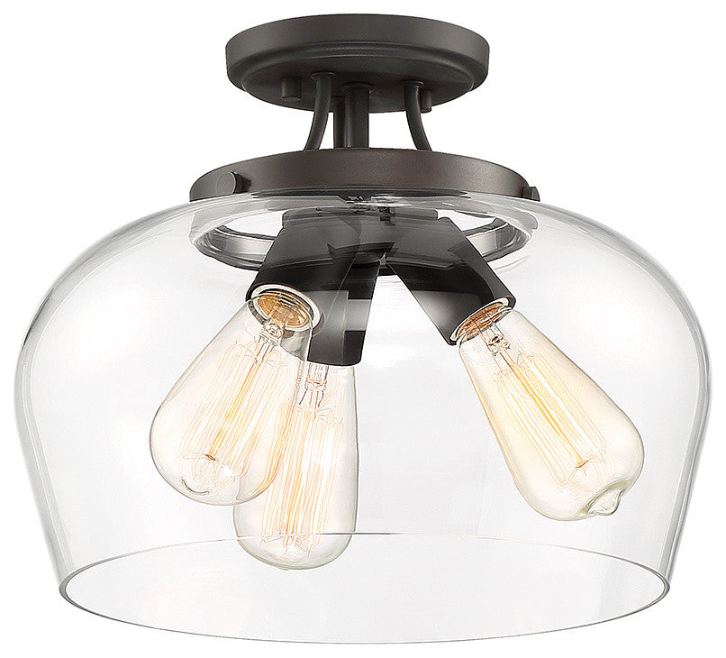 3-Light Semi-Flush Mount, English Bronze
