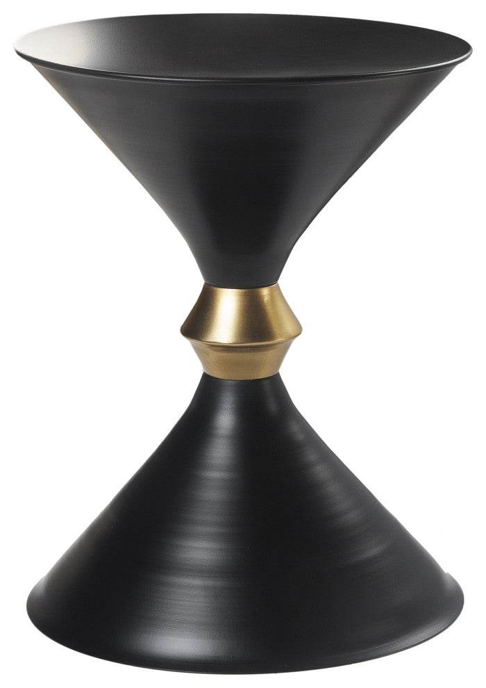 Modern Black and Gold Drum Side Table