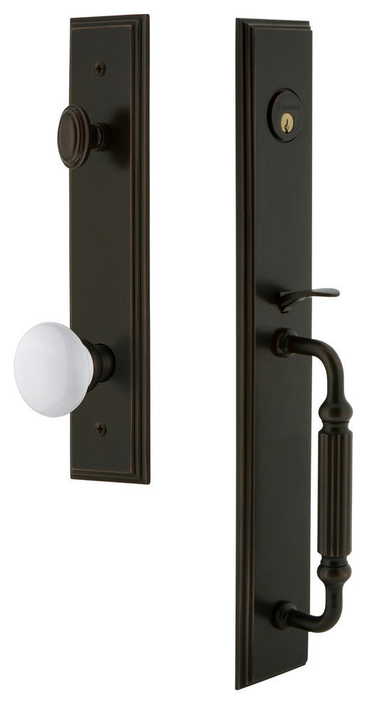 Carre' 1-Piece Dummy Handleset, F Grip and Hyde Park, Timeless Bronze, 849111