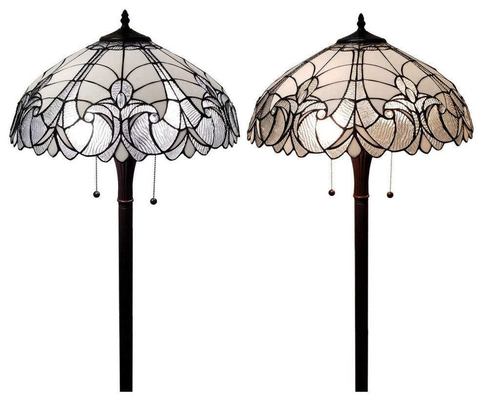 Tiffany Style 2 Light Antique Floor Lamp, 62" Tall
