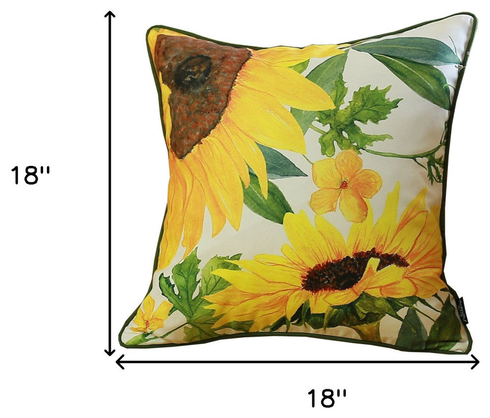 Set Of 2 18"  Autumn Leaves Throw Pillow Cover In Multicolor, Dark Green, Yellow
