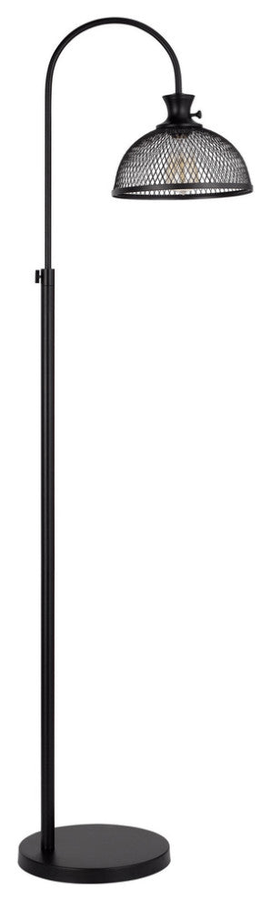 61" Black Adjustable Traditional Shaped Floor Lamp With Bronze Dome Shade