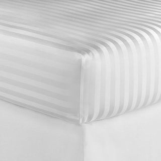 600 Thread Count 100% Cotton Stripe Sheet Set, White, Queen
