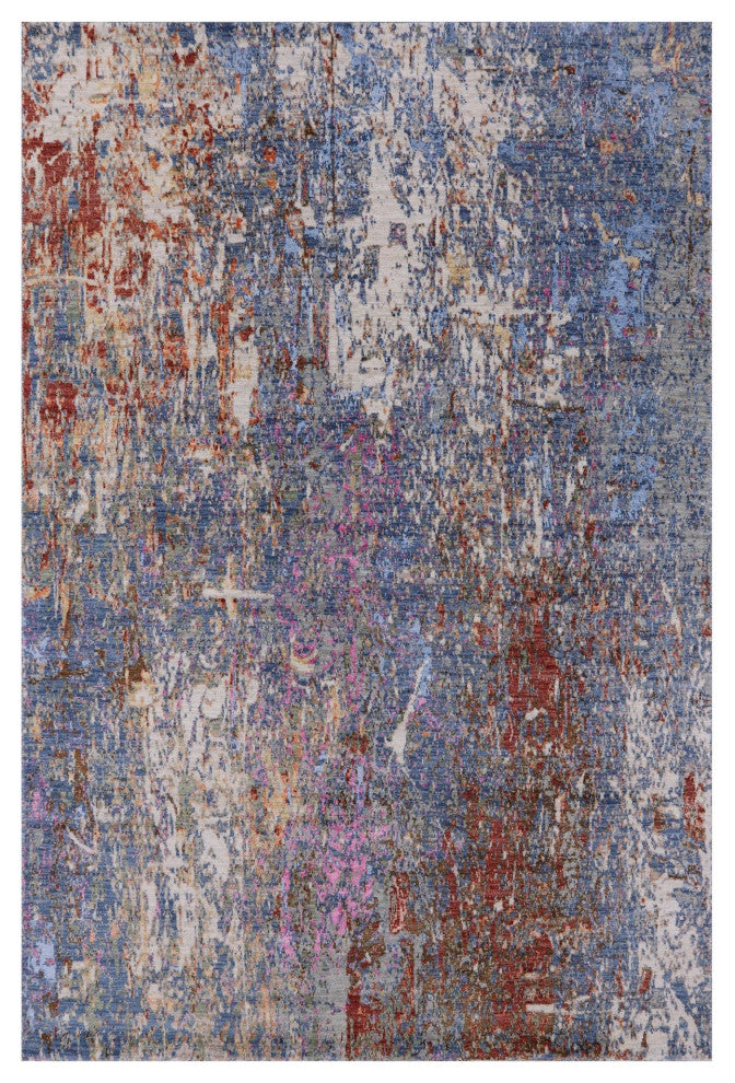 Abstract Wool and Silk Hand Knotted Rug 6' 0" X 9' 0" Q7202