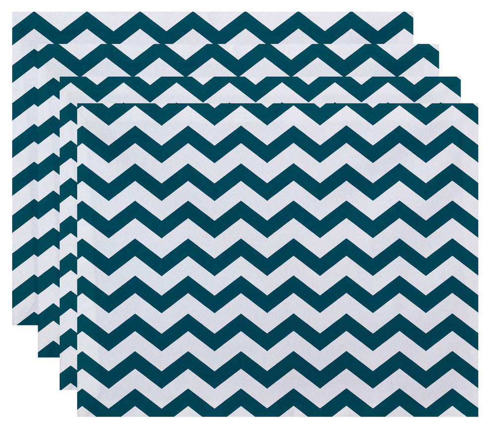 Chevron Decorative Placement, Lake Blue, Set of 4