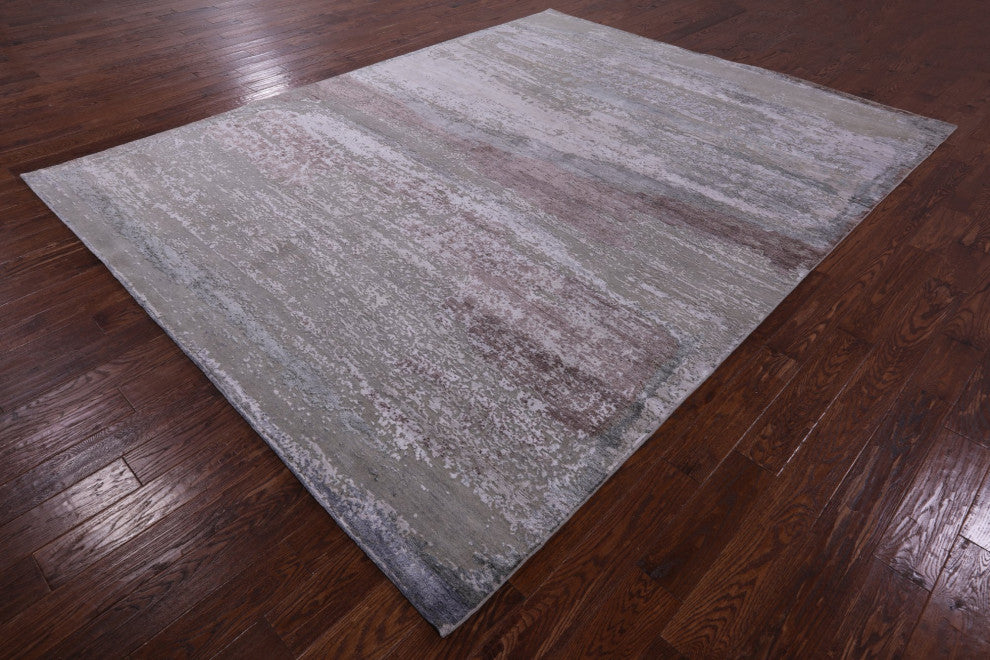 Hand Knotted Wool and Silk Modern Rug 9' 0" X 11' 6" Q11797