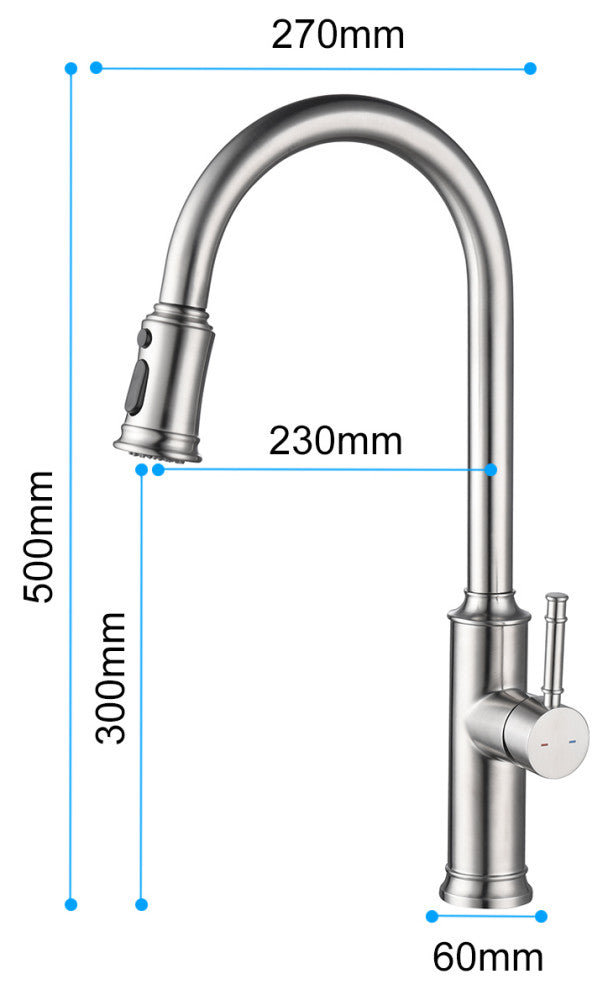 Wellfor Single Handle Pull Down Kitchen Sink Faucet, Brushed Nickel