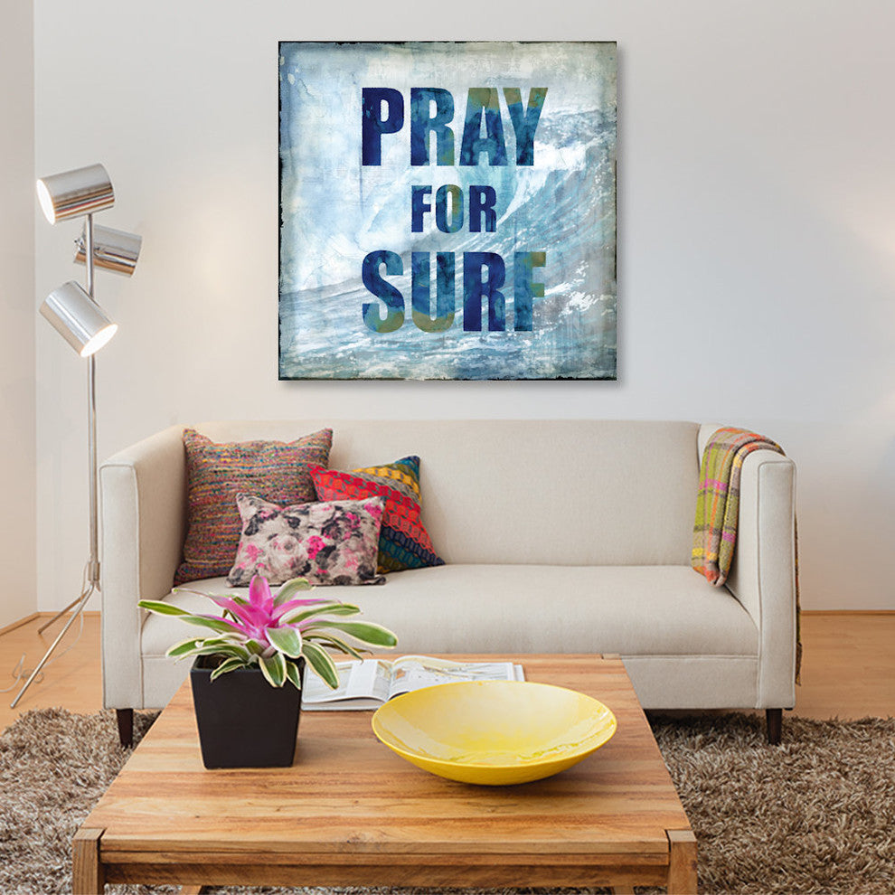 "Pray For Surf" by Charlie Carter, Canvas Print, 12"x12"