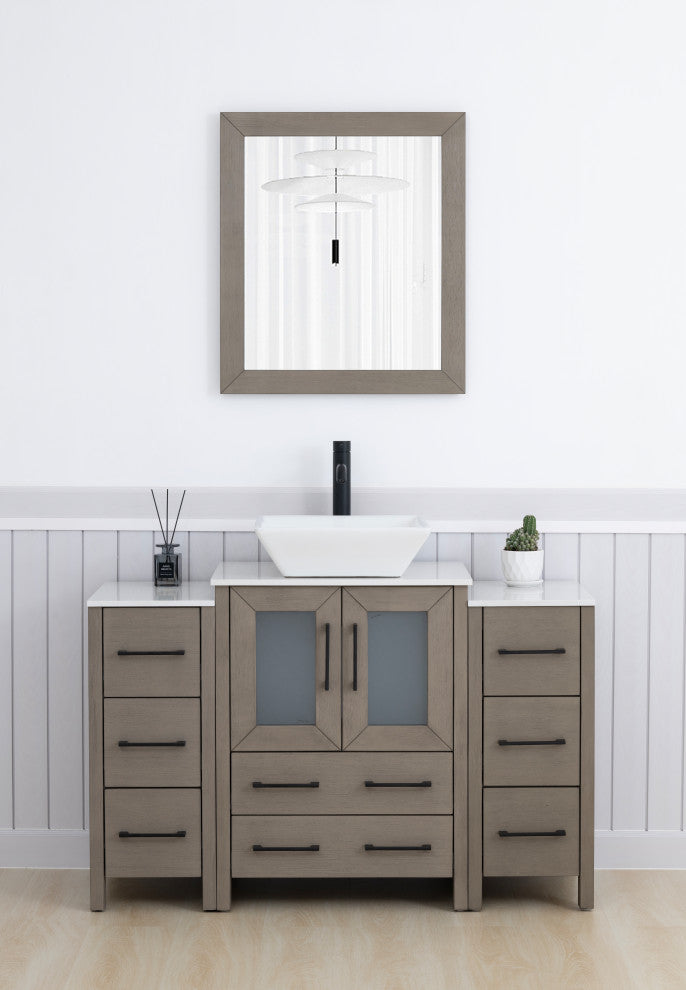 Vanity Art Bathroom Vanity Set With Sink, Driftwood Gray, 48", Standard Mirror