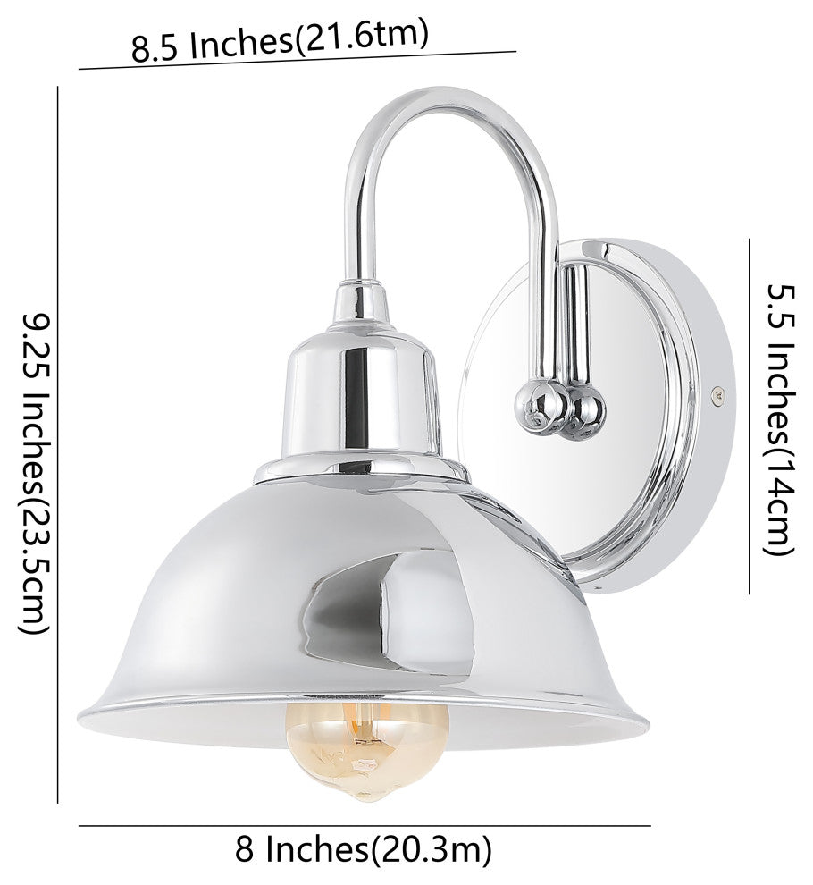 Frisco Farmhouse Industrial Iron LED Vanity, Chrome, Number of Heads: 1