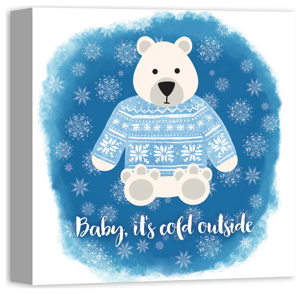 Cold Polar Bear 16x16 Canvas Wall Art