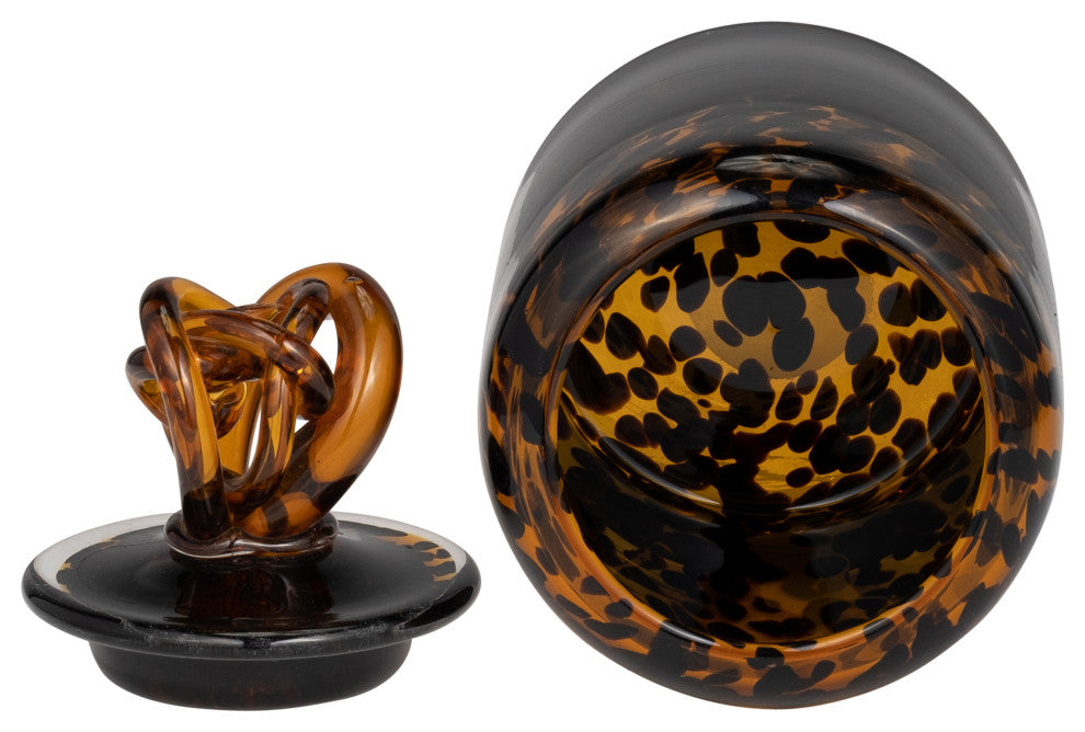 Glass, 8" Jar, Knot Lid Tortoise