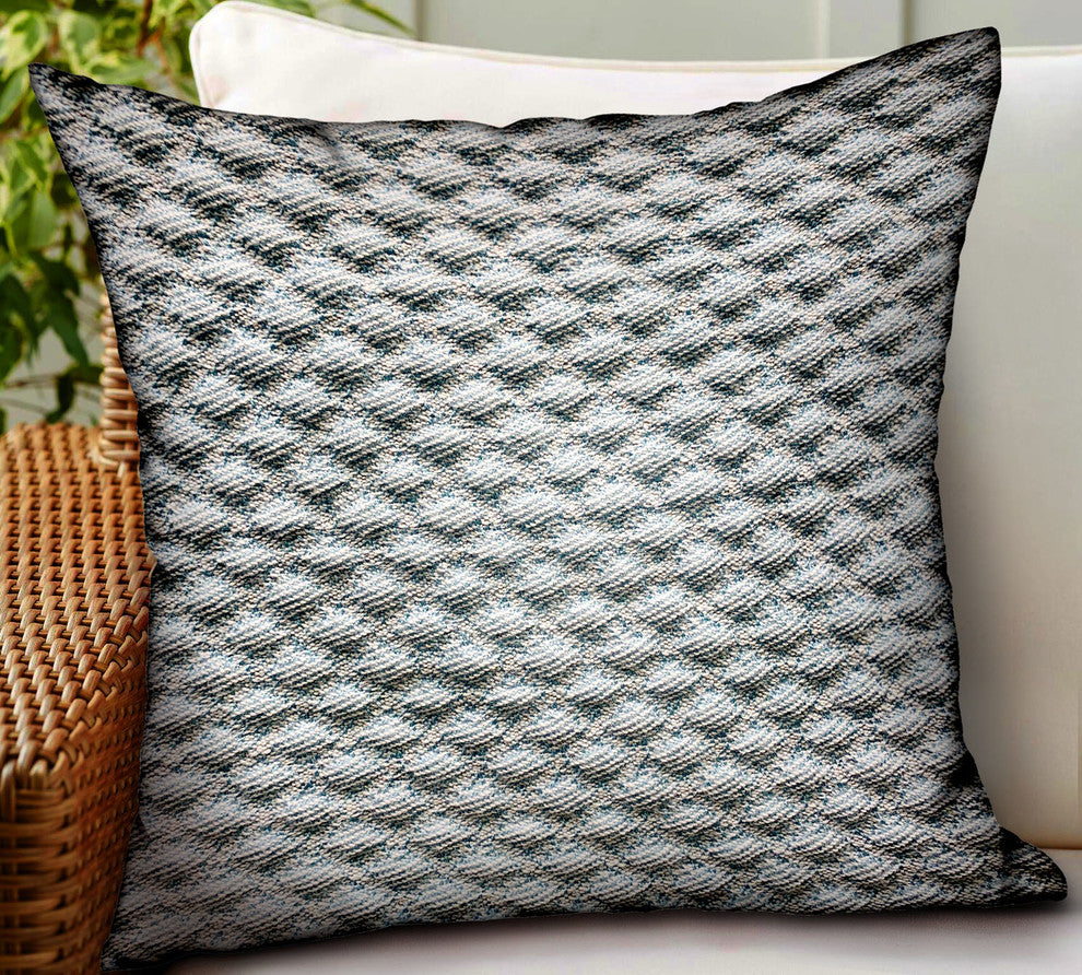 Plutus Victorian Charm Blue Dobby Luxury Outdoor/Indoor Throw Pillow, 24"x24"