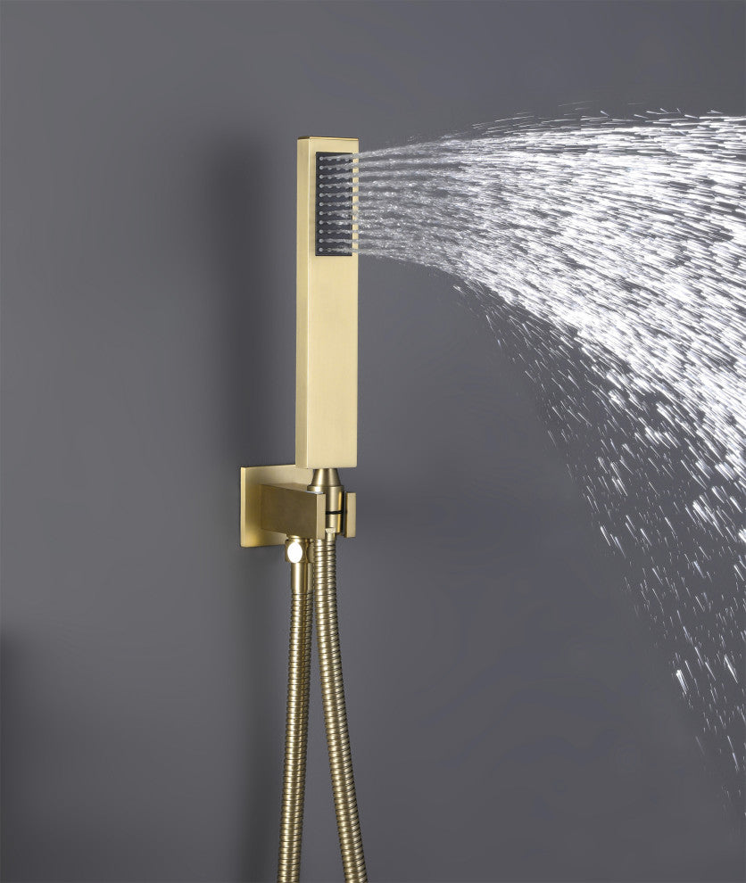 Brushed Gold Multifunctional Shower System 10" Stainless Steel Rain Shower Head