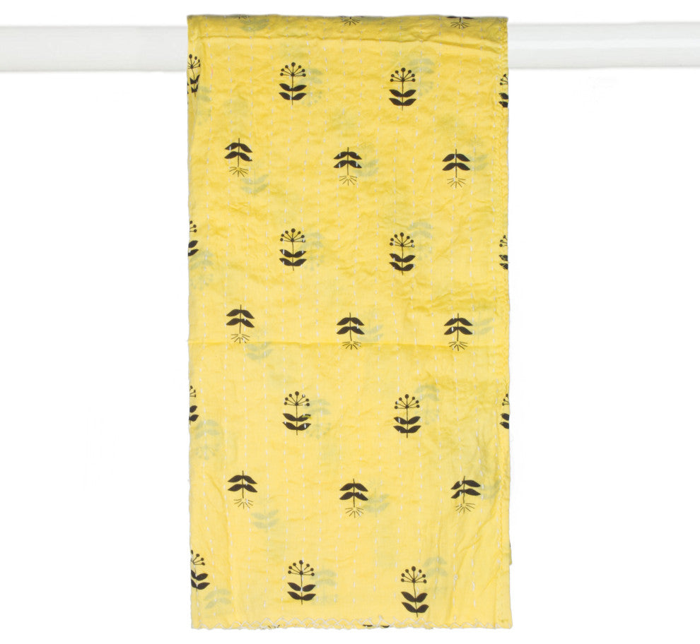 Taj Hotel Home Decor Kantha Cotton Scarve, 1-Piece, 18"x72"