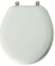 Mayfair 44BN-000 Round Molded Wood Toilet Seat w/ Brushed Nickel Hinge, White