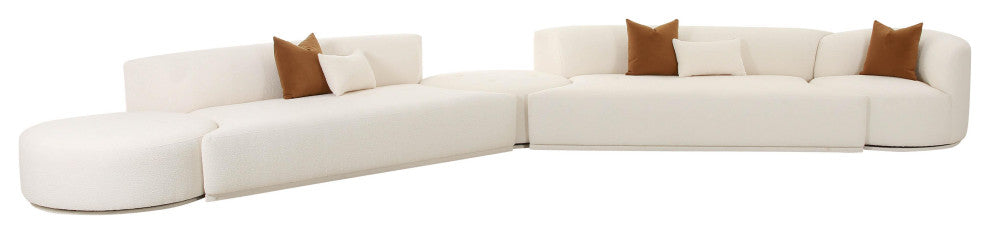 Fickle Cream Boucle 5-Piece Modular Chaise Sectional