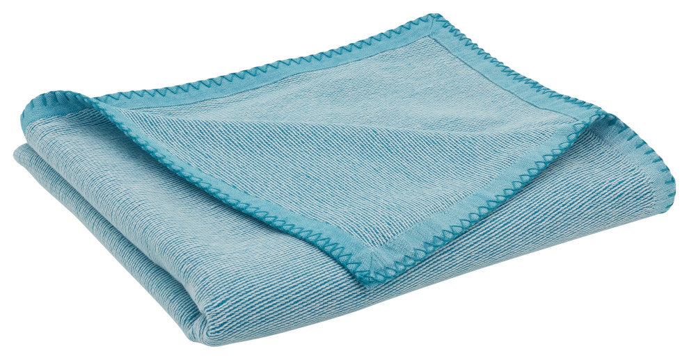 Whipstitch Throw Blanket, 50"x60", Aqua