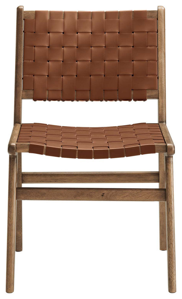 Saoirse Faux Leather Wood Dining Side Chair - Set of 2 - Walnut Brown