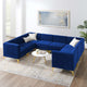Tufted Sectional Sofa Set, Velvet, Blue Navy, Modern, Living Lounge Hospitality